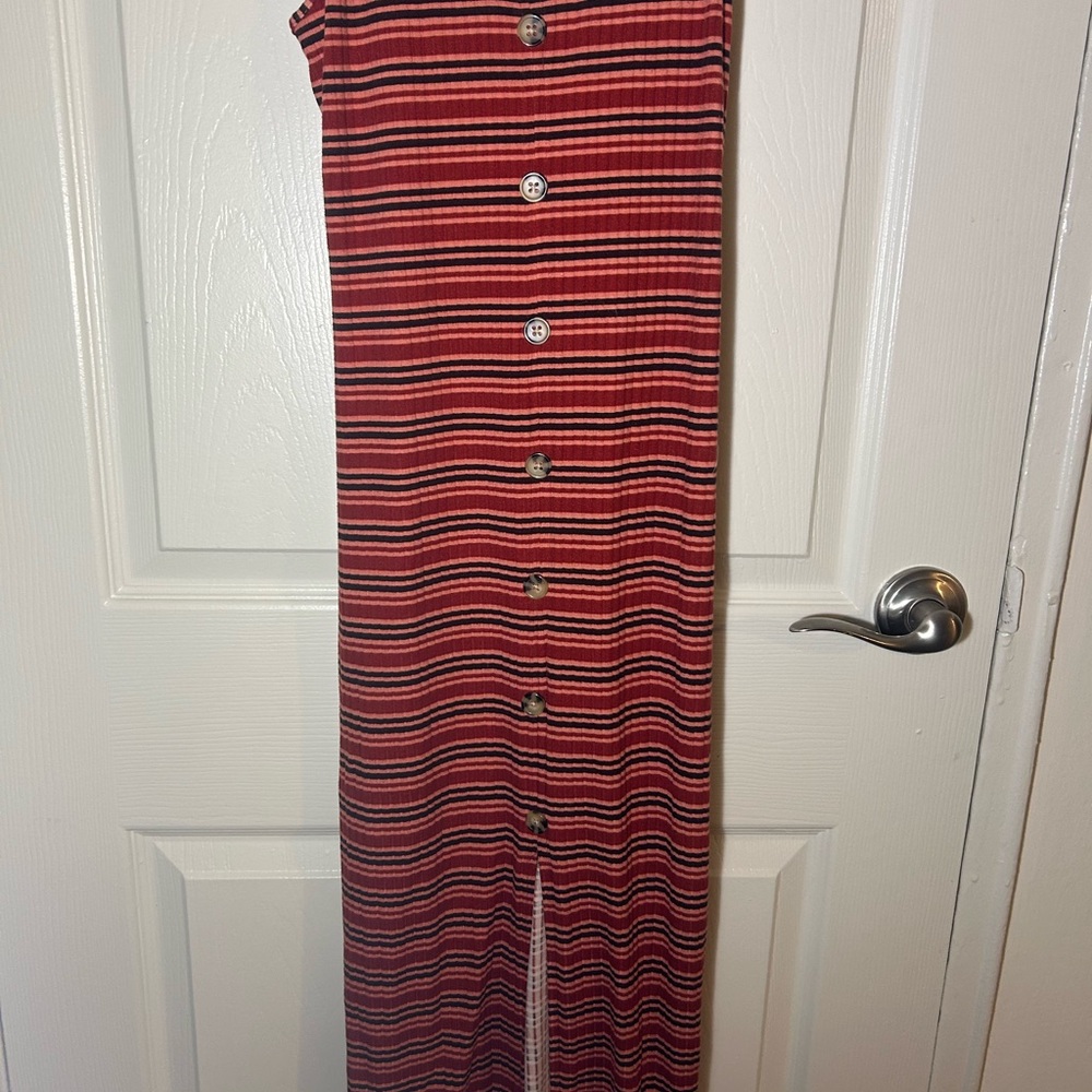 Striped Red Button-Down Slip Dress